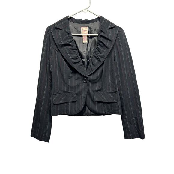 Y2K Candie’s Black Pinstripe Cropped Blazer Women’s L - Picture 1 of 8